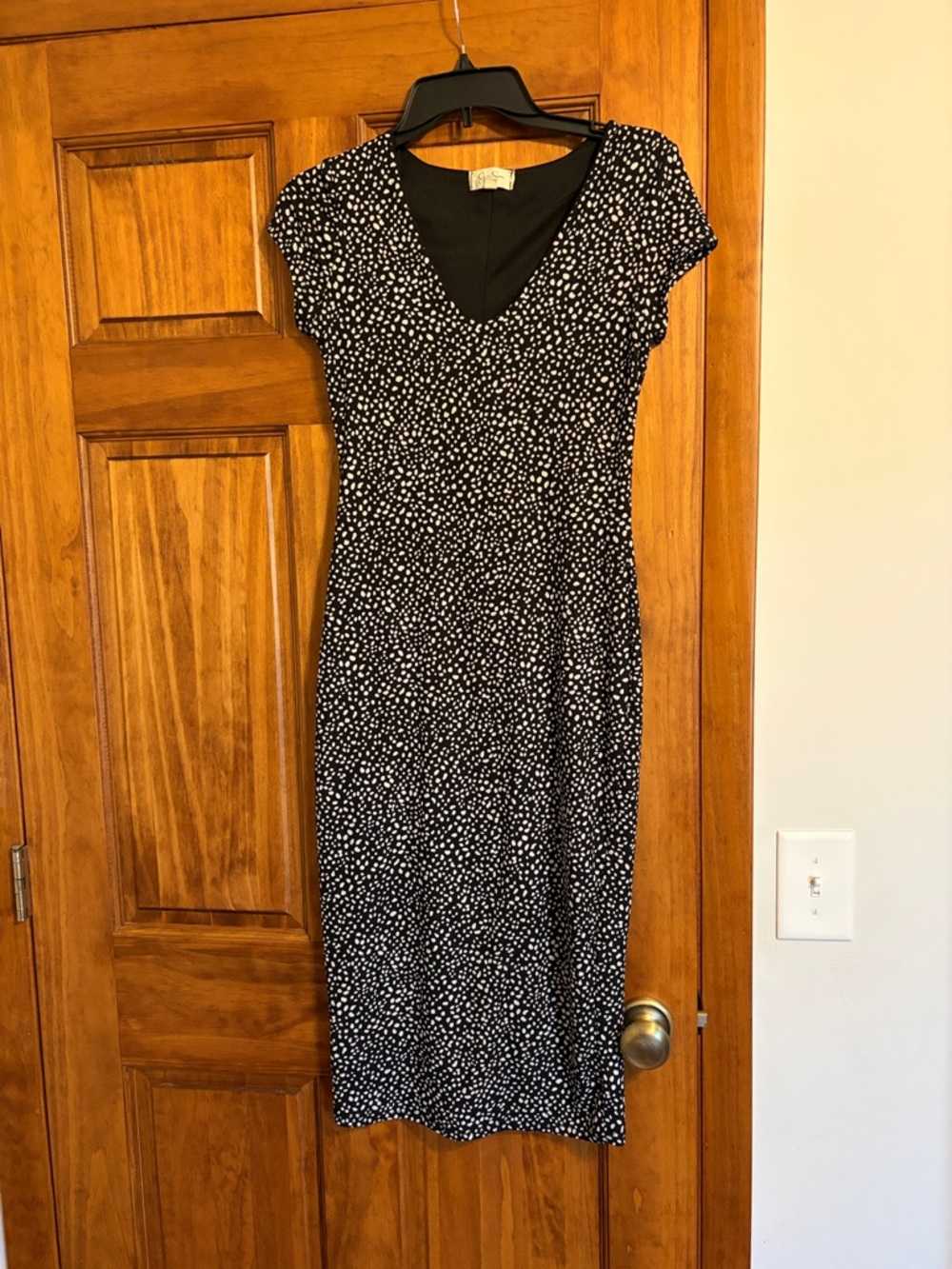 Jessica Simpson Black Midi Dress with White Dot Print